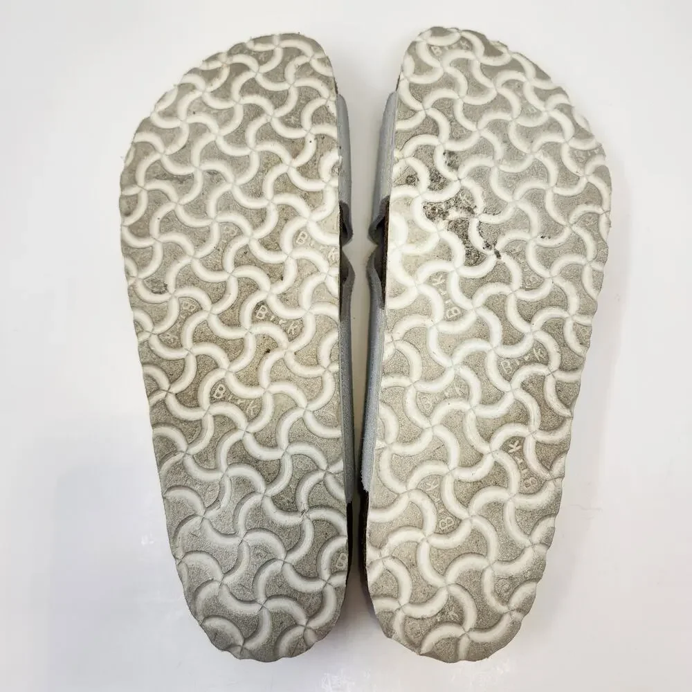 Birkenstock Siena Big Buckle Sandal Crossed Strap White Metallic Suede Size 41 - Picture 9 of 9